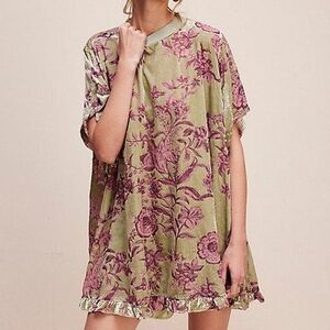 Free People Green and Pink Floral Mini Dress
